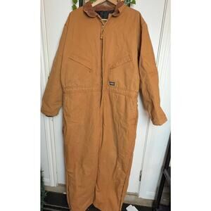 Walls Insulated Duck Canvas Workwear Coveralls 2XL Brown Cord Collar